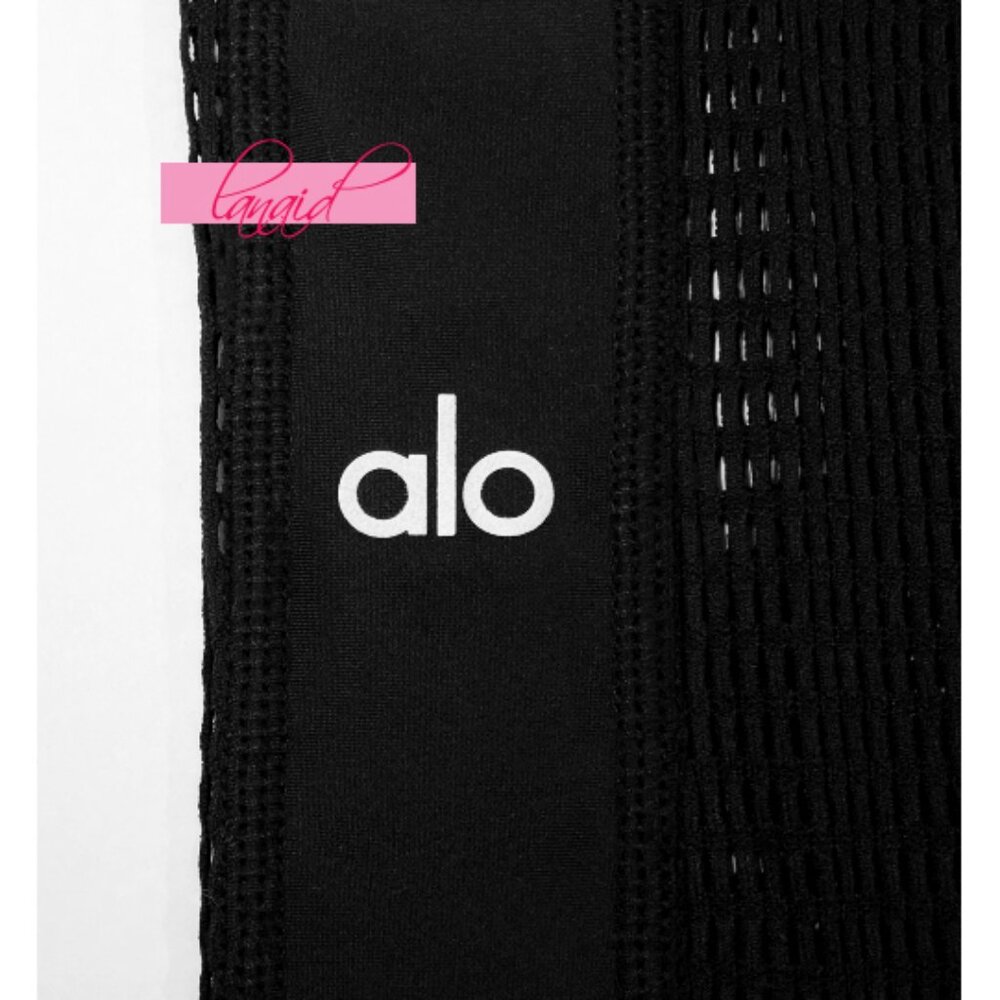 Alo High-Waist Airlift Energize Legging Black Sheer Mesh Cut-Outs Cutouts Tights - Picture 14 of 16